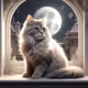 A gray cat in the moon