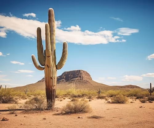 A blooming cactus in the desert