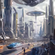 A futuristic city skyline