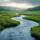 A calm river winding through the valley