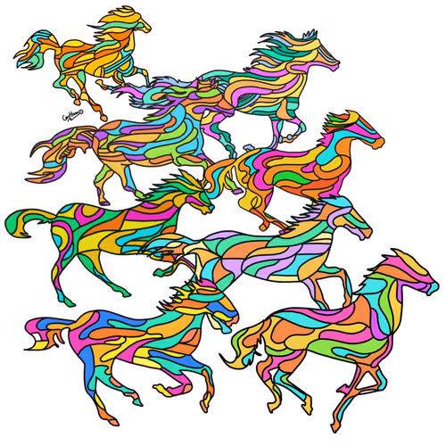 8 Abstract horse collection