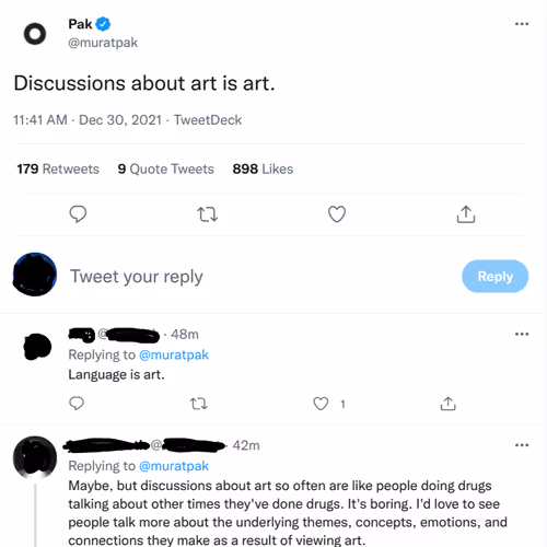 A discussion about discussions about art