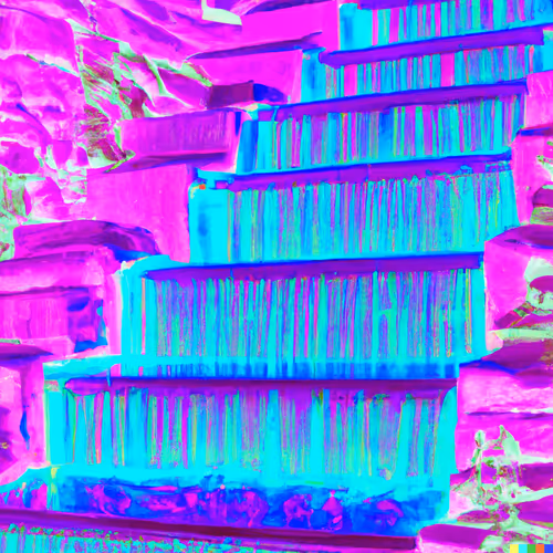 A melting psychedelic waterfall falling down steps