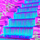 A melting psychedelic waterfall falling down steps