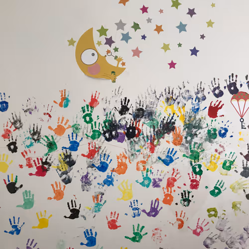 A painting made by a 3 year old kid in 3 years