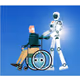 A robot pushing wheelchair with senior people