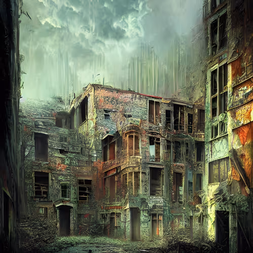 Abandoned old houses and buildings