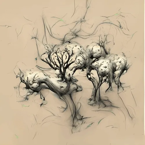 Abstract Plant Sketch Art