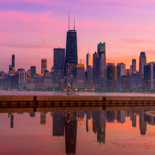 Aerial Blue Hour Chicago