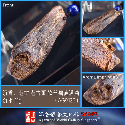 Agarwood Pendant Laos Soft Oil Large Burl Rich in Resin Sink 11g (AG9126)