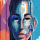 American flag woman art