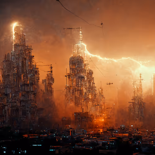 Apocalyptic cyberpunk city