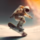 Astronaut skateboarding