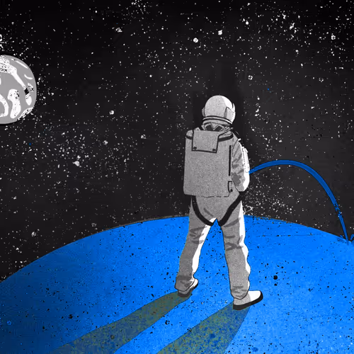 Crypto Astronaut pissing on the moon