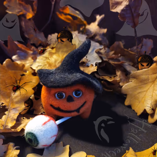 "Baby pumpkin and his lollipop"