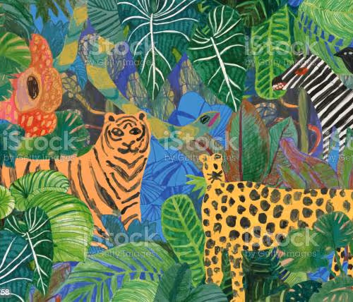 Background pattern of tropical, exotic plants