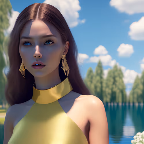 Beautiful Girl near the Lake