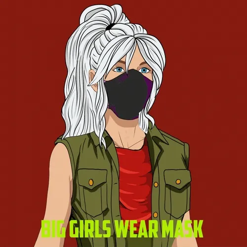 big girls wear mask - old