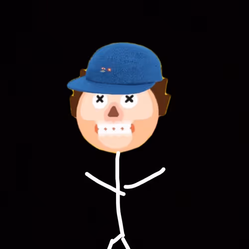 Blue cap gang stick figures