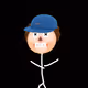 Blue cap gang stick figures