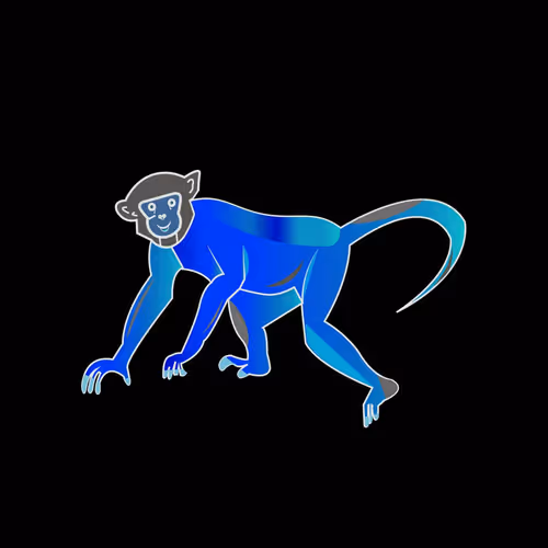 Blue monkey Black background