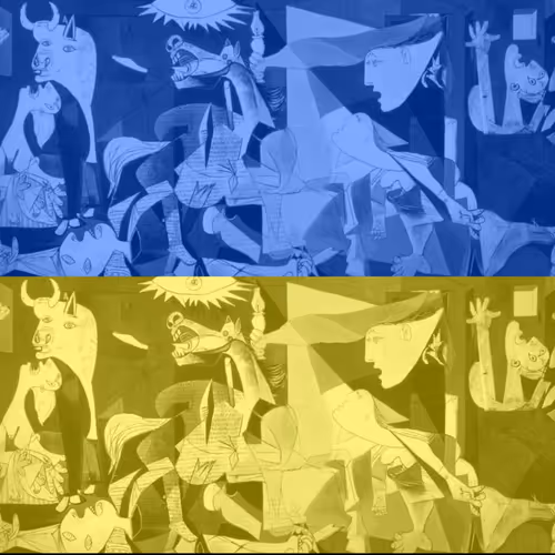 Bombing Ukraine by Picasso edited by isloan_art - old