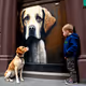 Boy with dog graffiti art