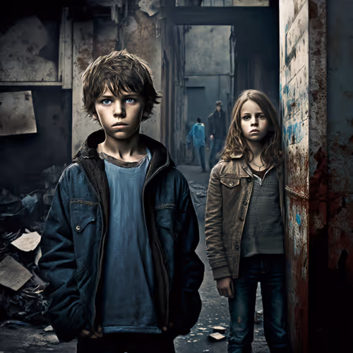 Boys and girlfriends street slums