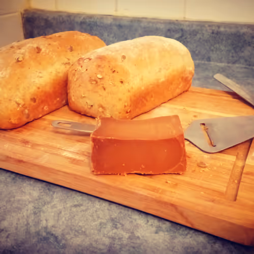 Bread and brown cheese