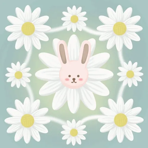 bunny with flower - old