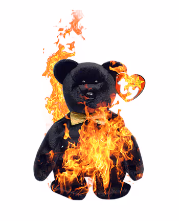 burnt beanie baby - old