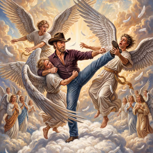 CHUCK NORRIS WILL NOT BE RESTING IN PEACE. by BEEPLE