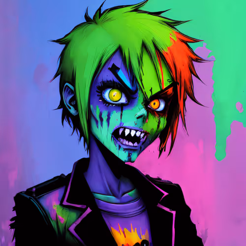 Cartoon Zombie (Bright Acid Colors)
