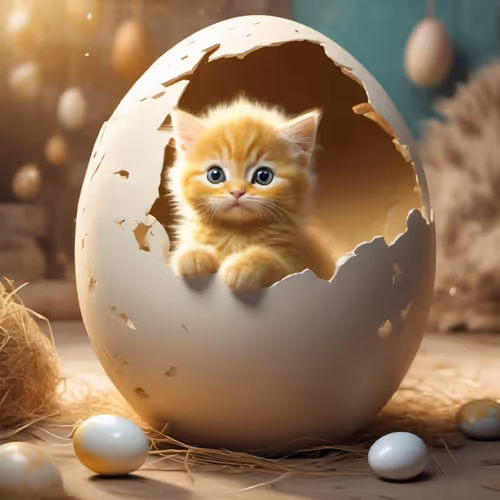 Cat In Egg Shell