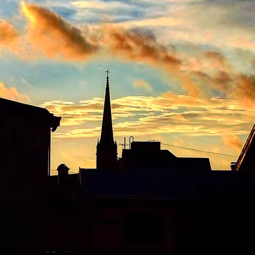 Church & Clowds - old