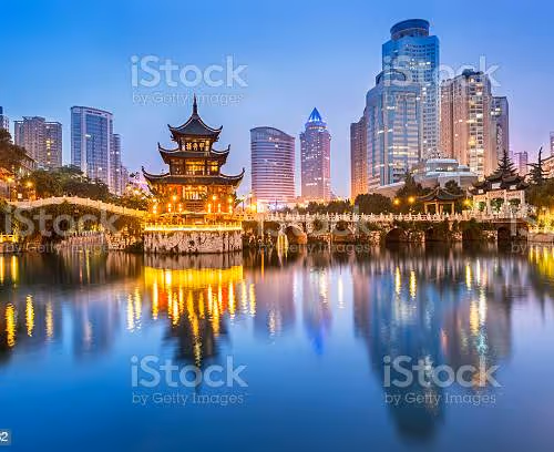 Cityscape at night in china