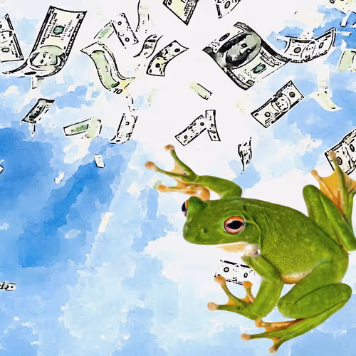 collage "money frog"