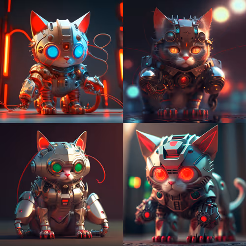 Cute cyber robot cat