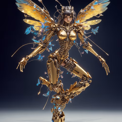 Golden Cyberpunk Anime Androids