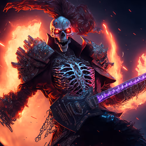 Cyberpunk Skeletons playing rock - old