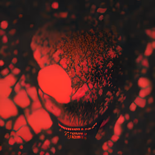 Digital Psychedelic Art With Dark Red Shades