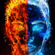 digital fire and ice water - 3D cube