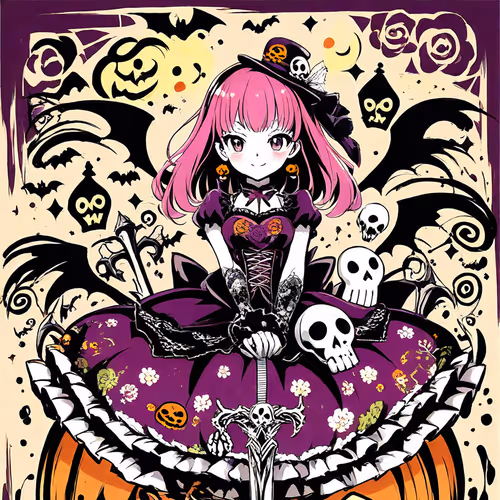 Skull and Girl Halloween