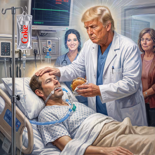 DR. TRUMP BRINGING SWALWELL BACK FROM THE DEAD WITH DOORDASH by BEEPLE