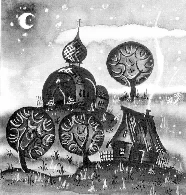 Drawings in folk Gzhel style