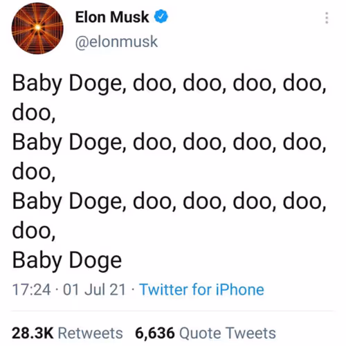 Elon's Tweet --> The Doge Song !