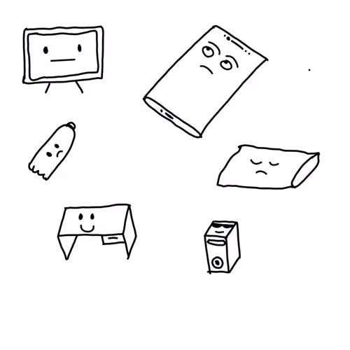 Everyday items, with faces