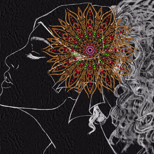 Femme fatale-mandala flower - old