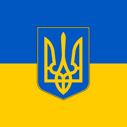 Flag with the coat of arms of Ukraine