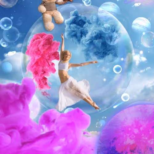 flight in space sky - old